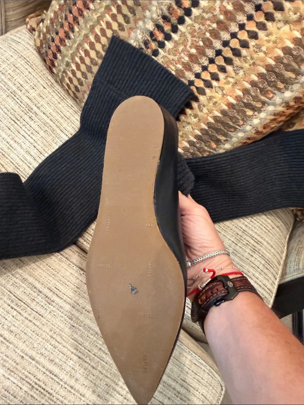 Gabriella Hearst Jimena Black Ribbed Cashmere Over-the-Knee Socks Size 9